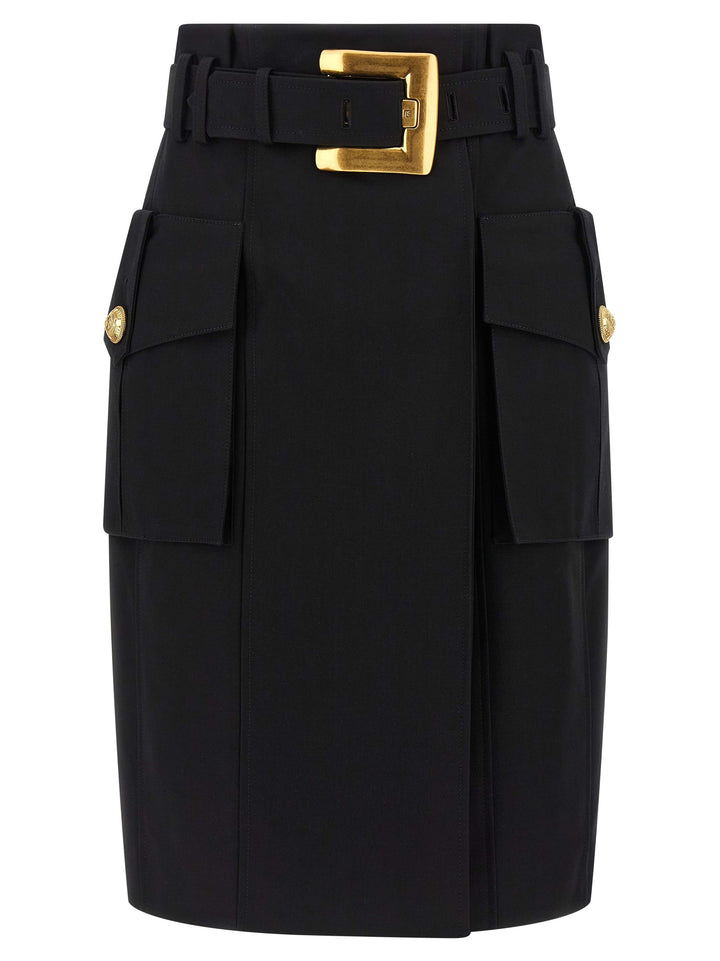 Balmain Wrap Skirt Gonne - Nero | 053b0e8752fe057b7d866bc9866650b58a89a7a4