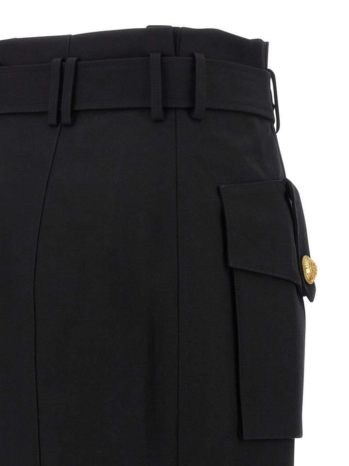 Balmain Wrap Skirt Gonne - Nero | d6ea42df49726eaacf46a5416d5569effd9f37c7