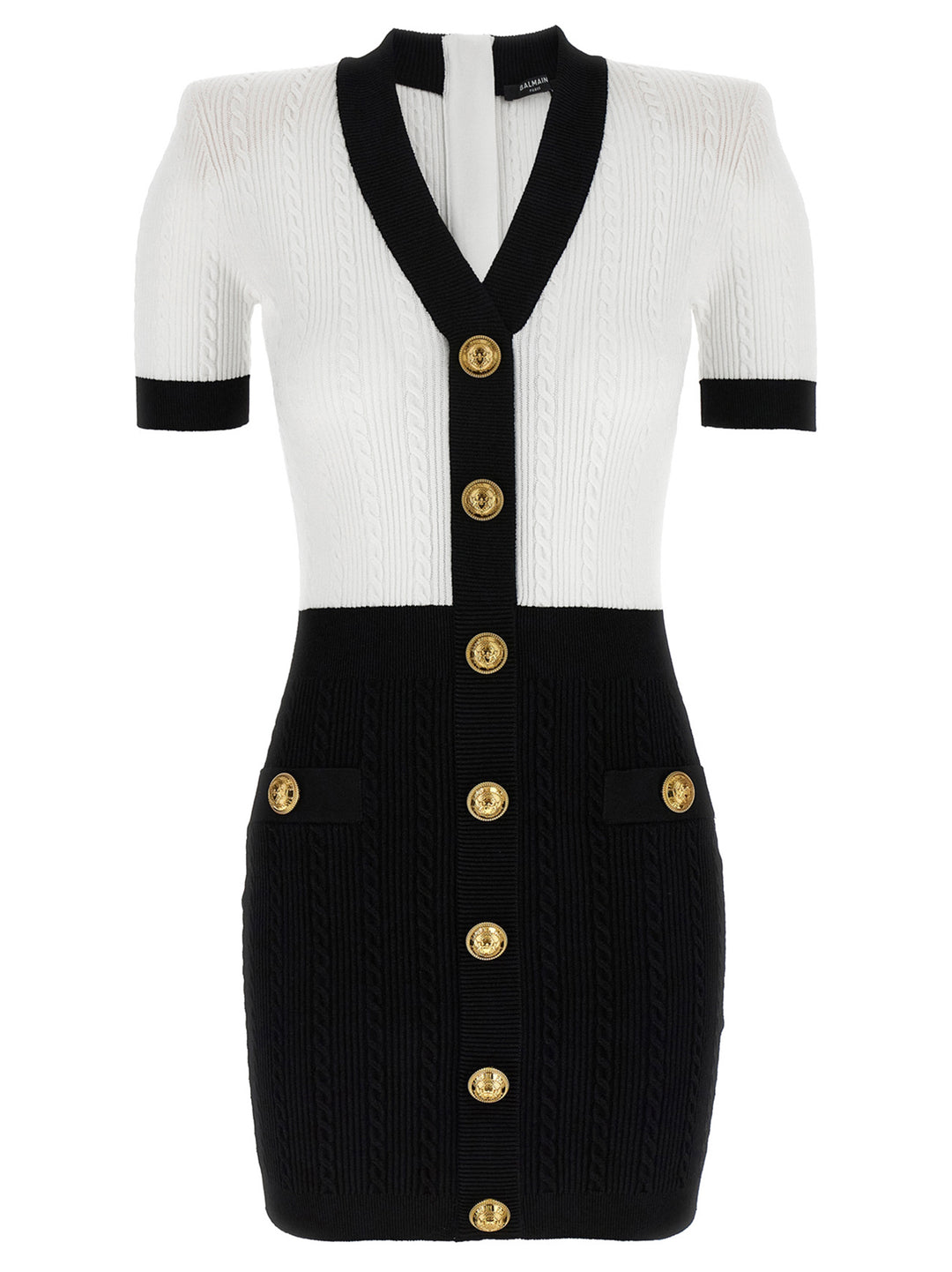 Balmain Knitted Dress Abiti - Bianco/Nero | 3332d1b00122c68f620e7a0f29356bb36710e80f