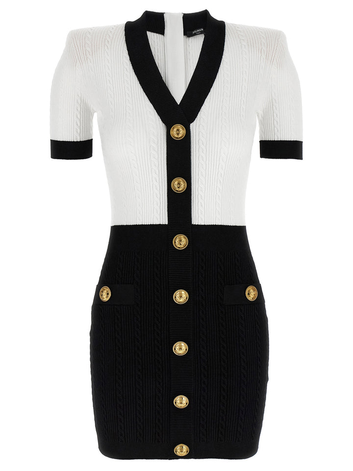 Balmain Knitted Dress Abiti - Bianco/Nero | 3332d1b00122c68f620e7a0f29356bb36710e80f