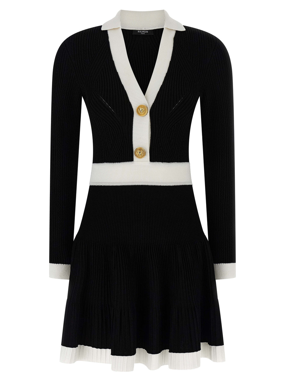 Balmain Two-Tone Dress Abiti - Bianco/Nero | ba32ba234c29eb287b5d771f861abdef4f491d71
