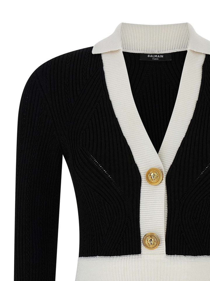 Balmain Two-Tone Dress Abiti - Bianco/Nero | 25b745096354613fdb169711f2600bf3be4bad27