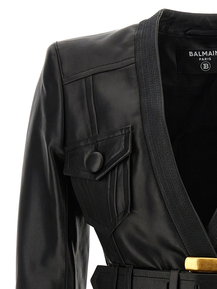 Balmain Leather Jacket Puffer Jackets - Nero | 7641f4773edb76149c29f35c5d50ec135695dc97