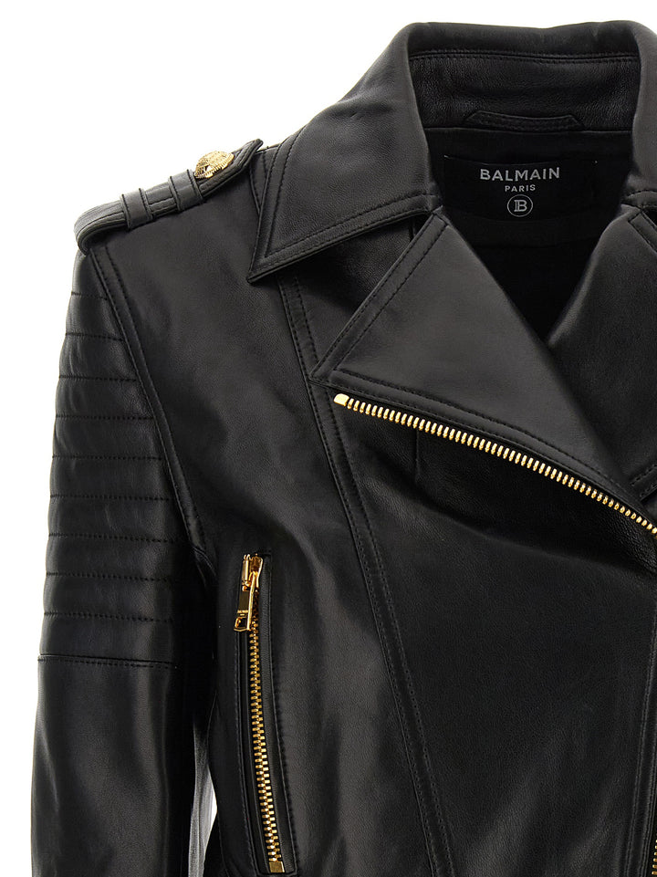 Balmain Leather Jacket Puffer Jackets - Nero | 58ae7b4c21deedd322d553688c9625a567cd46f2