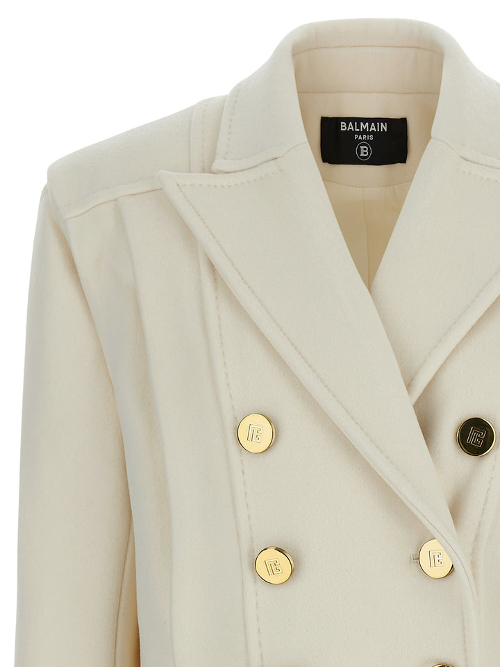 Balmain Double-Breasted Coat Trench e Impermeabili - Bianco | 6914bb83ae0c7a1a6d28e7b160cc22a0fabb40a0