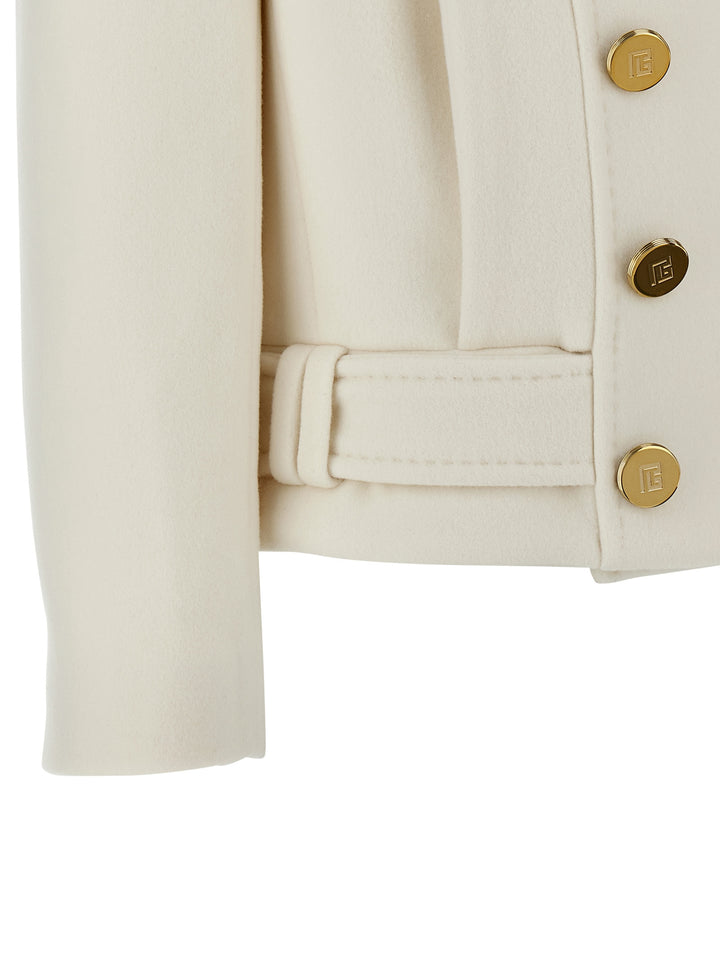 Balmain Double-Breasted Coat Trench e Impermeabili - Bianco | 0665322af0f230344b9d18ece6d916d945b8a318