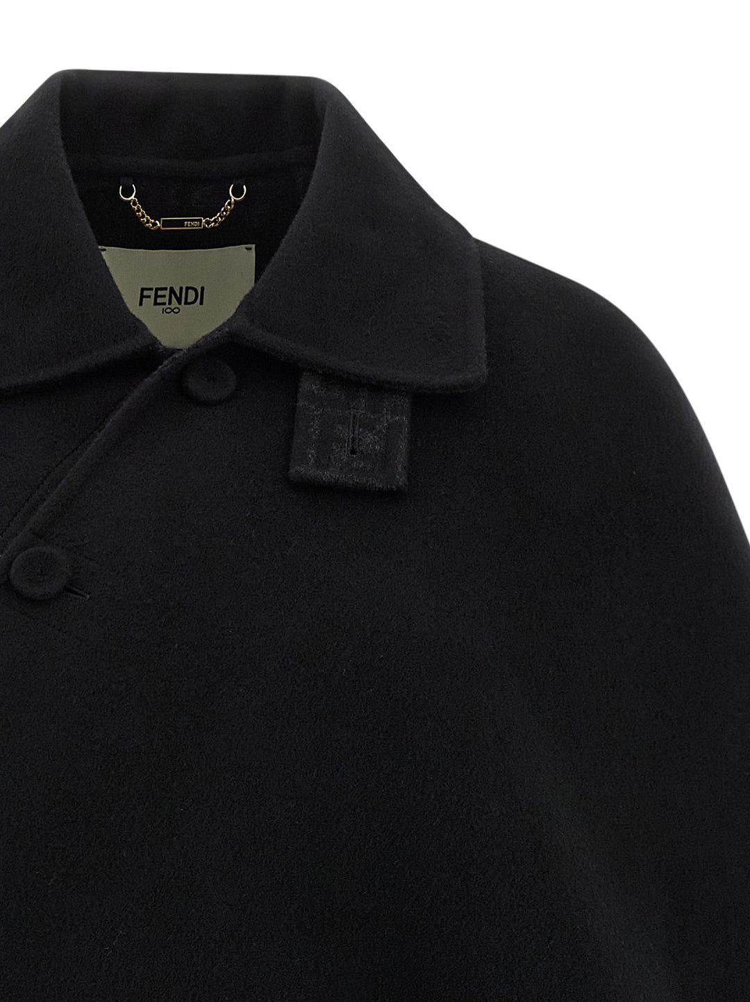 Fendi Double Wool Mantelle - Nero | f316de4c9efe7b5cd82f4f290e60c64e58453d10