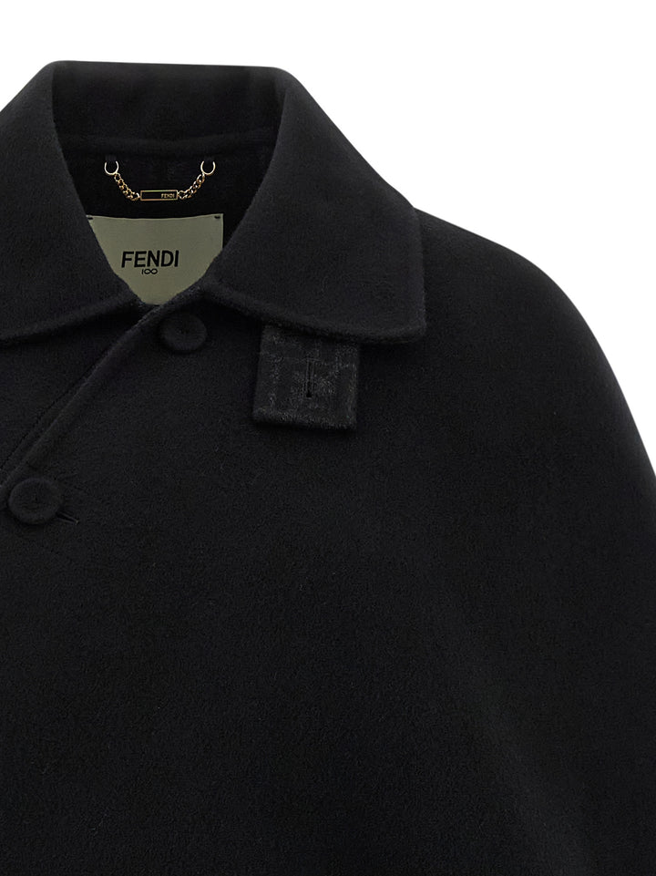 Fendi Double Wool Mantelle - Nero | f316de4c9efe7b5cd82f4f290e60c64e58453d10