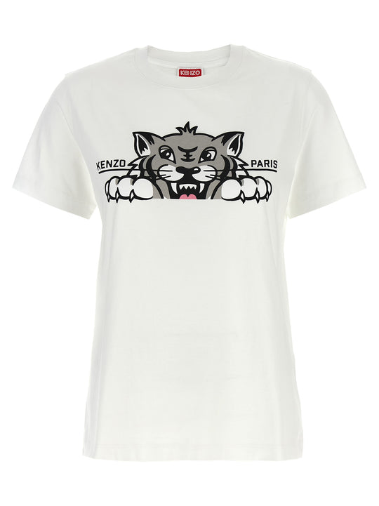 Happy Tiger T Shirt Bianco