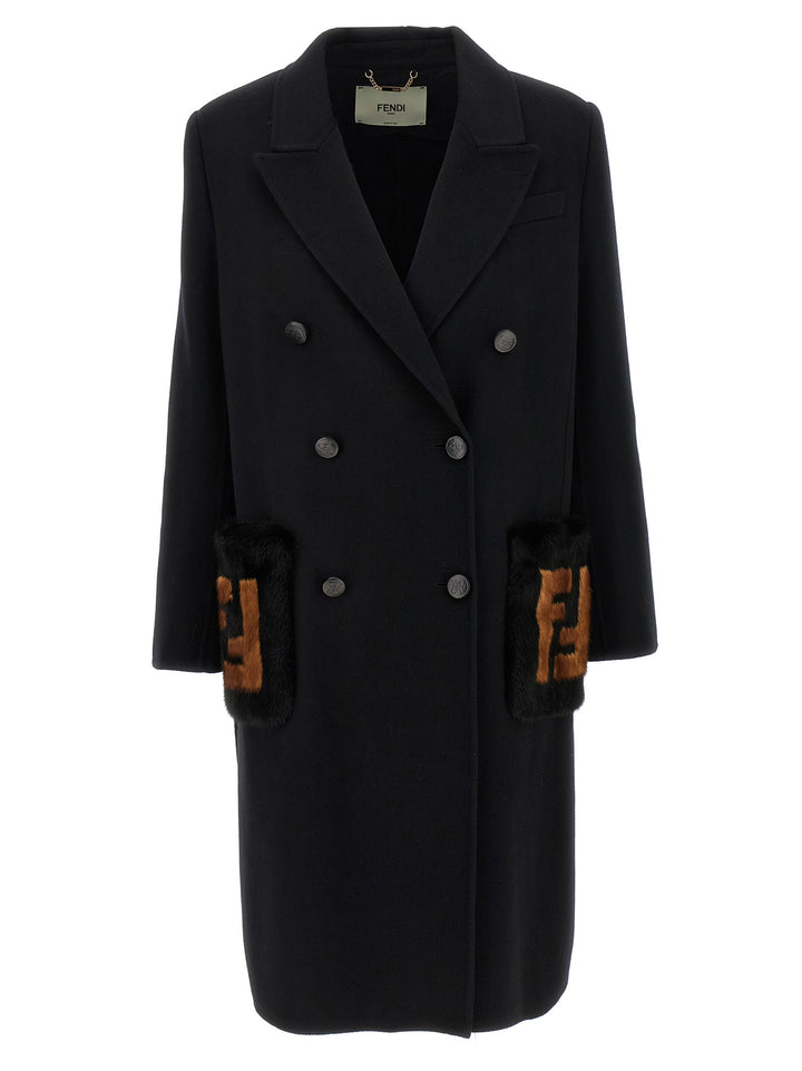 Fendi Double Wool Trench e Impermeabili - Nero | 902084188763617bfae61ab3489f357348dd130e