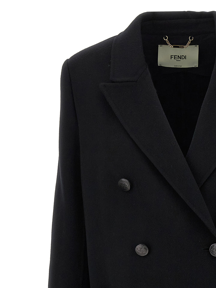 Fendi Double Wool Trench e Impermeabili - Nero | 2cca7922aea76c0322131b089e56f14dd46f154b