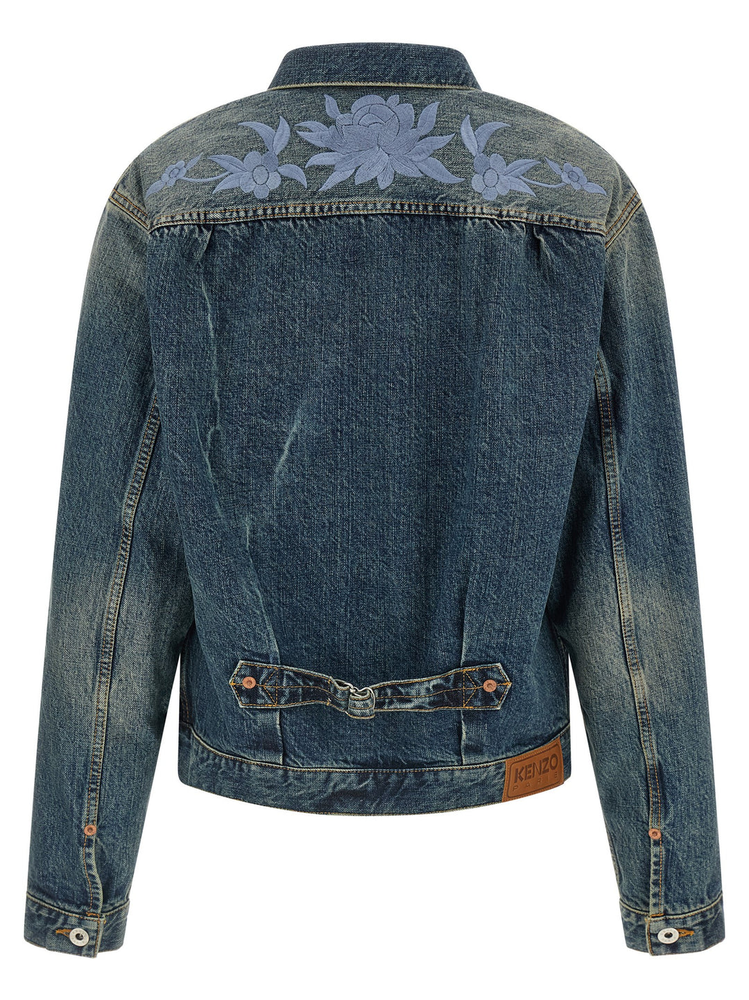 Kenzo Floral Embroidery Denim Jacket Puffer Jackets - Blu | 6cc8f6bf0128a5a4ba78d0e85edafa668d8ef5b1