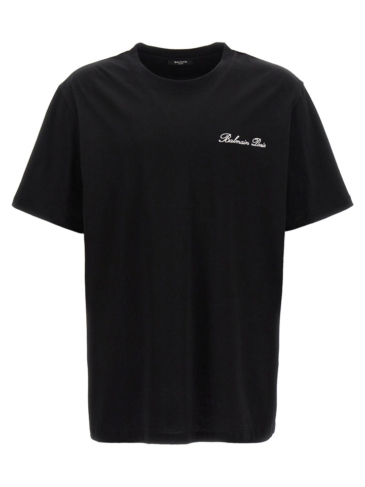 Balmain Signature T shirt - Bianco/Nero | d9cbe816c5480a91fcb3351889ff79fae5a3f7ca