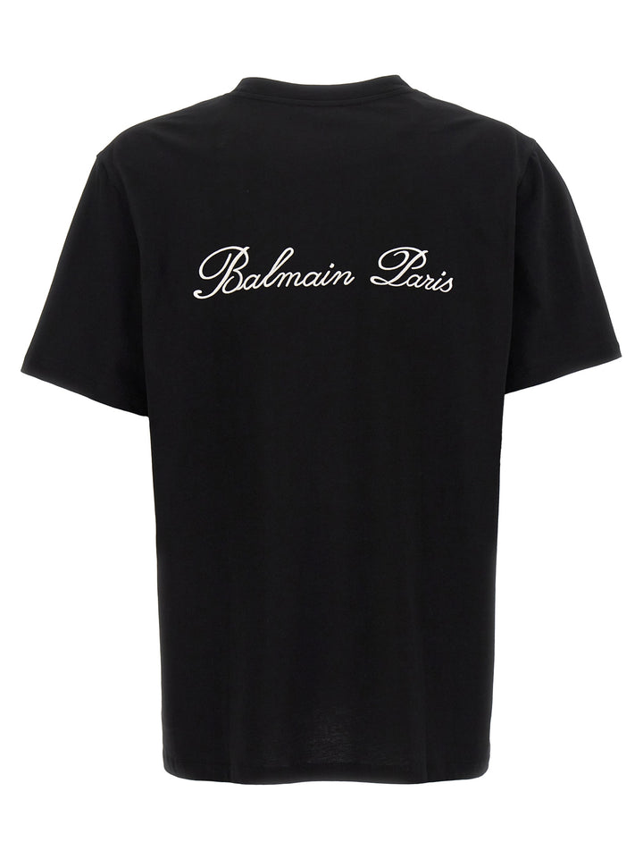 Balmain Signature T shirt - Bianco/Nero | 52f40bd93a304c21b0adf0eefa0b65b281e966fd