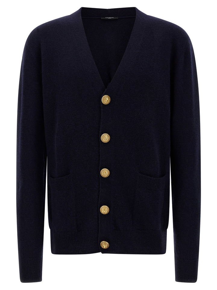 Balmain Eco-Cashmere Cardigan Maglioni - Blu | 4a506edbcddfea7b7e4e316034a03d231dfdd9d5
