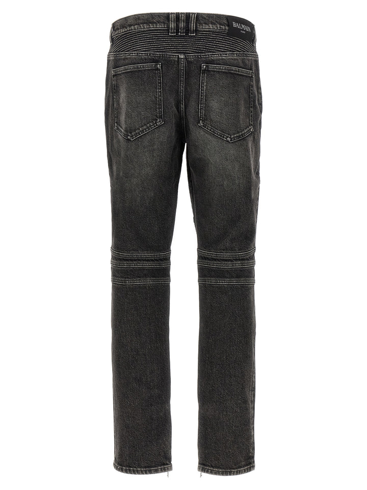 Balmain Biker Jeans - Grigio | 782f94137efff57f0d09b3eb14025ebb18bc10ef