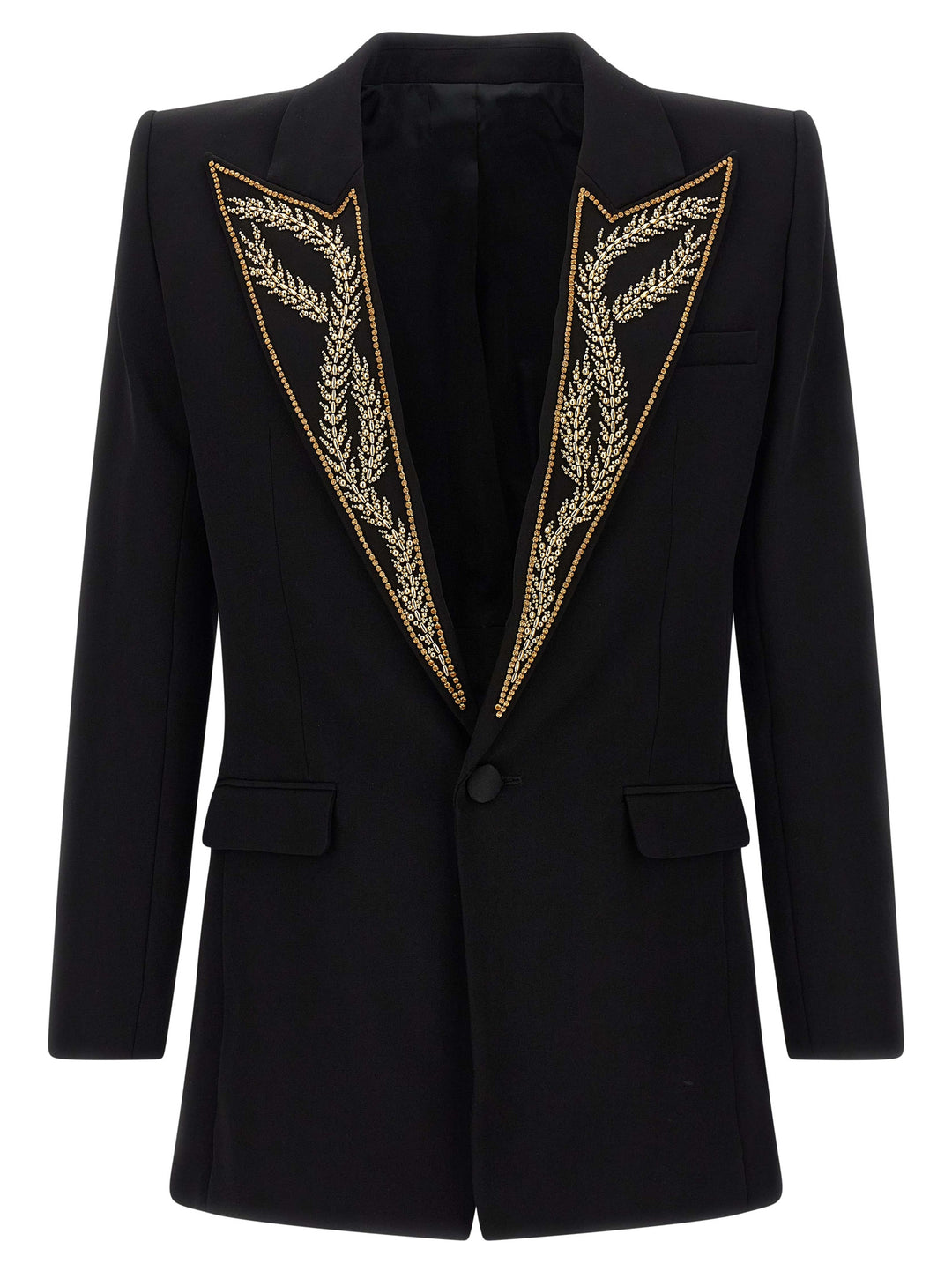 Balmain Leaf Embroidery Blazer - Nero | 7411ce9fd0c1690ecb5fc1cdd20cdab2b8a2d61e