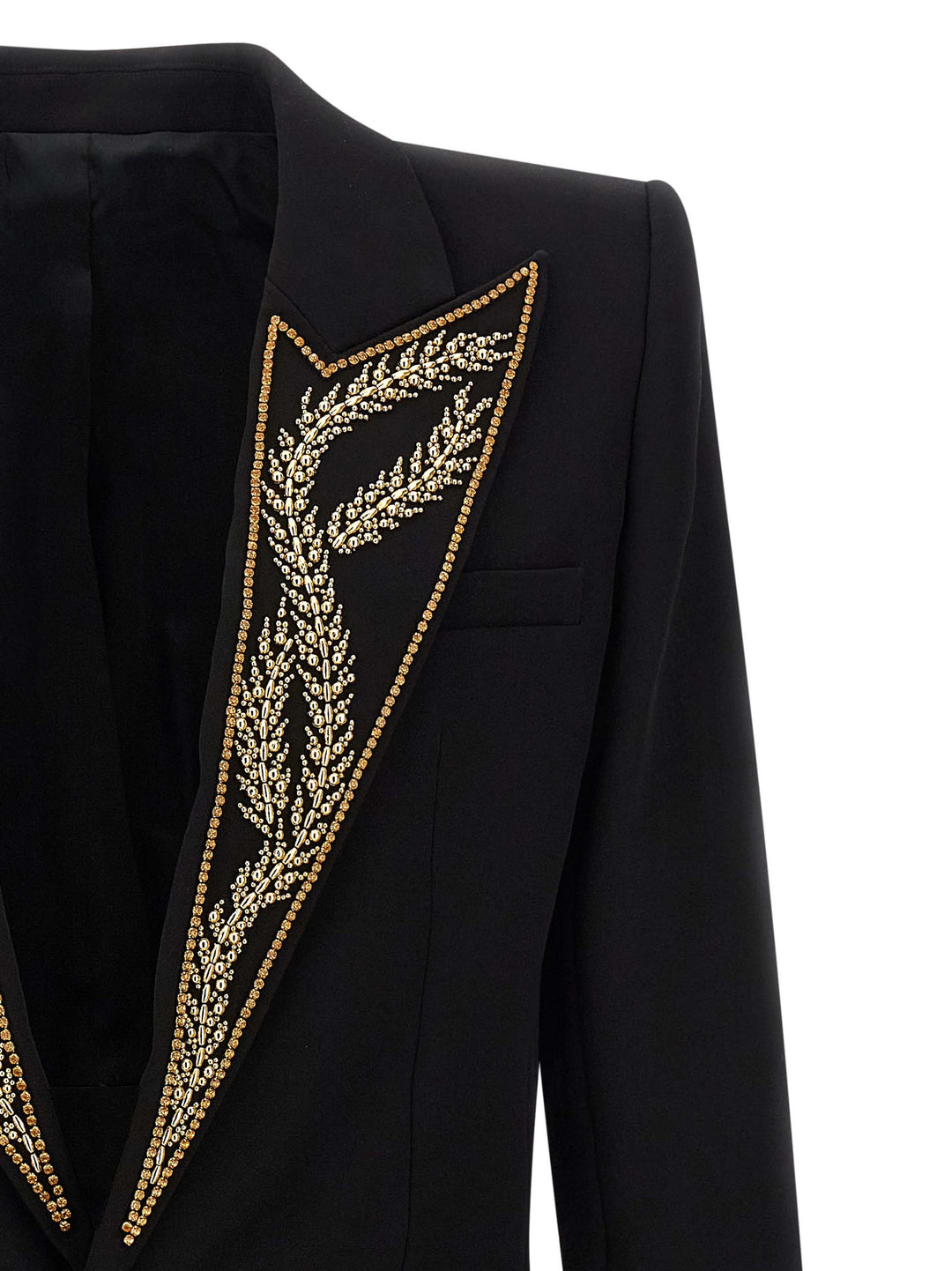 Balmain Leaf Embroidery Blazer - Nero | 14853184f92cb41b3a61f4e71b14a6eaec682fc6