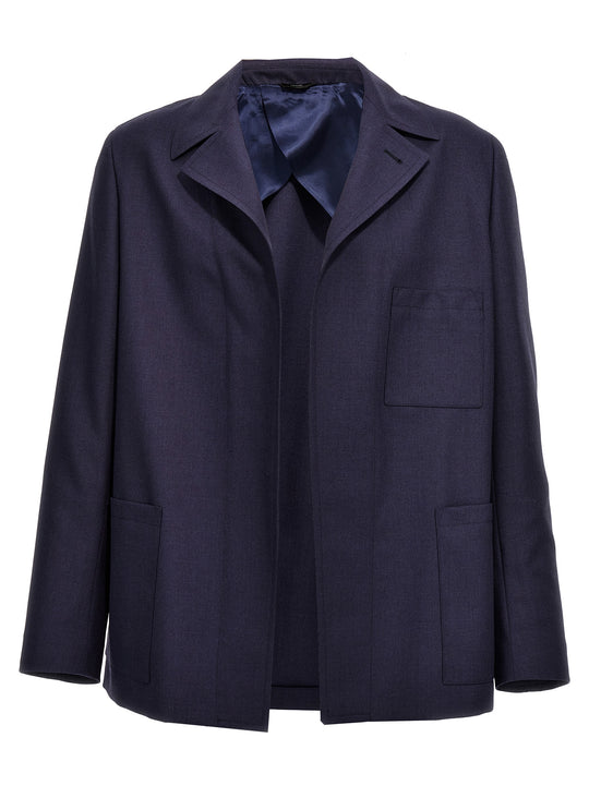 Half Belt Jacket Blazer Blu