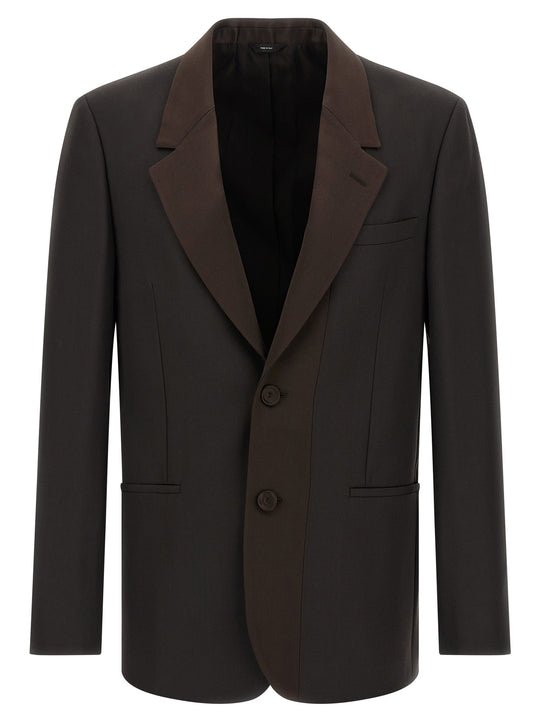 Crepe Wool Blazer Marrone