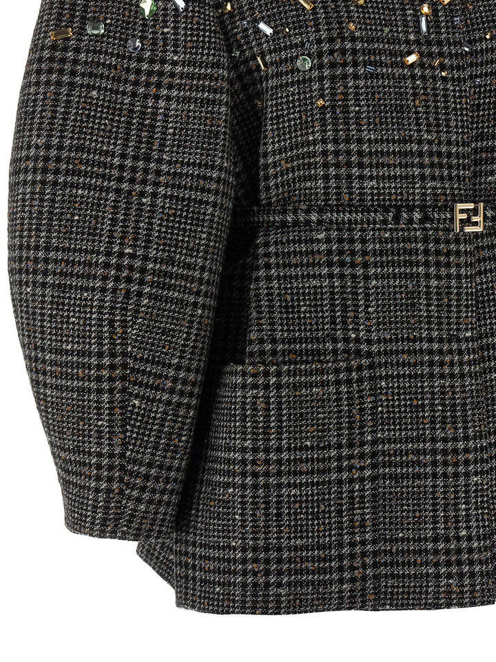 Fendi Tweed Jacket Puffer Jackets - Grigio | e284644e57522bd830b5af0eed8f2bc3e7471338