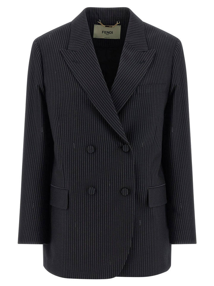 Fendi Pinstripe Wool Blazer BlazerS - Blu | ceebe9d67fad6497f785ef269dbf2096f999d7c1