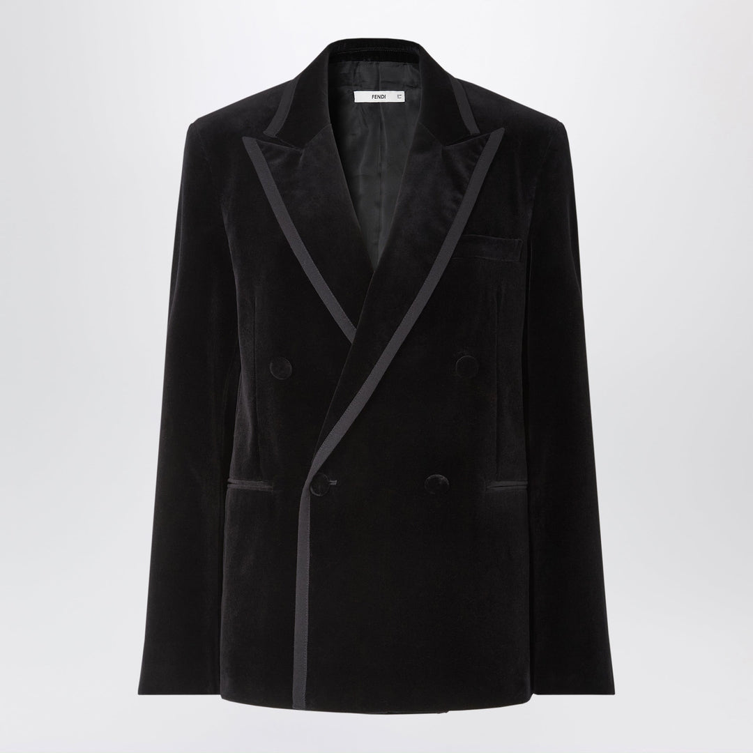 Fendi Doppiopetto Nero In Velluto Di Cotone
