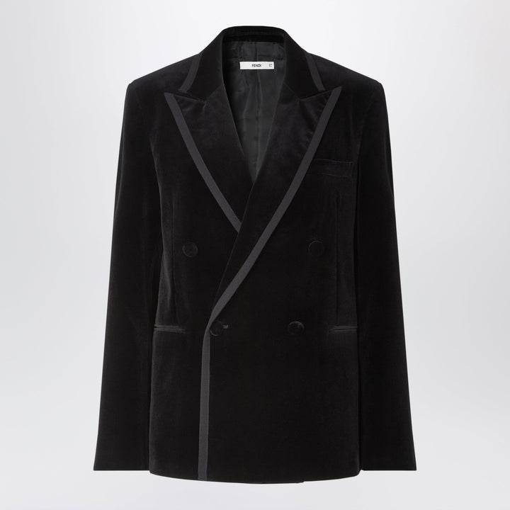 Fendi Doppiopetto Nero In Velluto Di Cotone