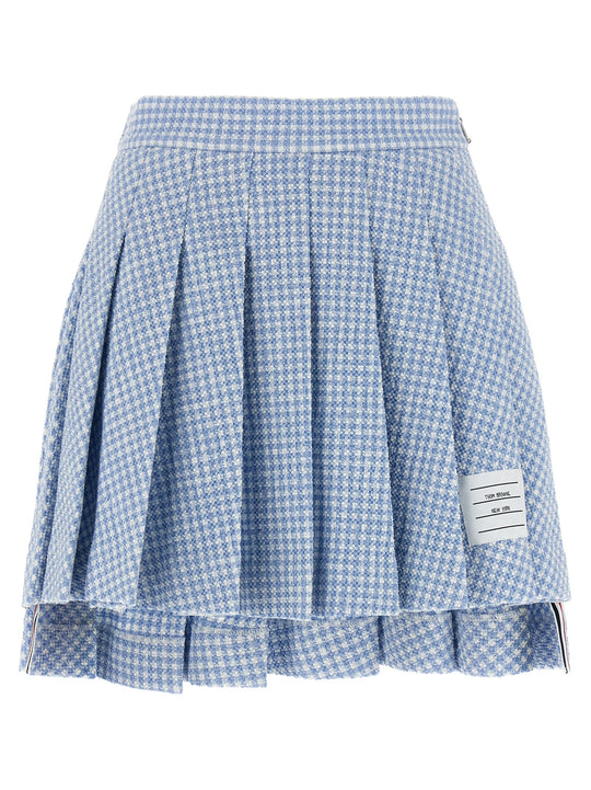 Pleated Tweed Skirt Gonne Celeste