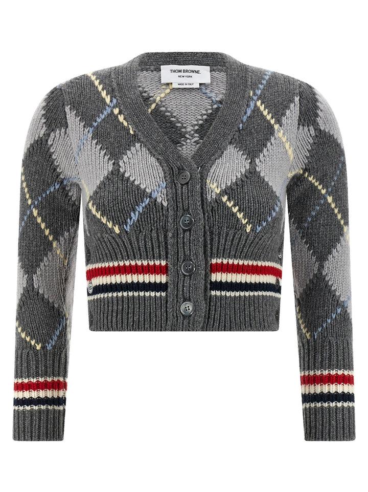 Thom Browne Cardigan Argyle Maglioni - Grigio | 2c48c8e4c876ee05d214e4897789069fdf988d4c