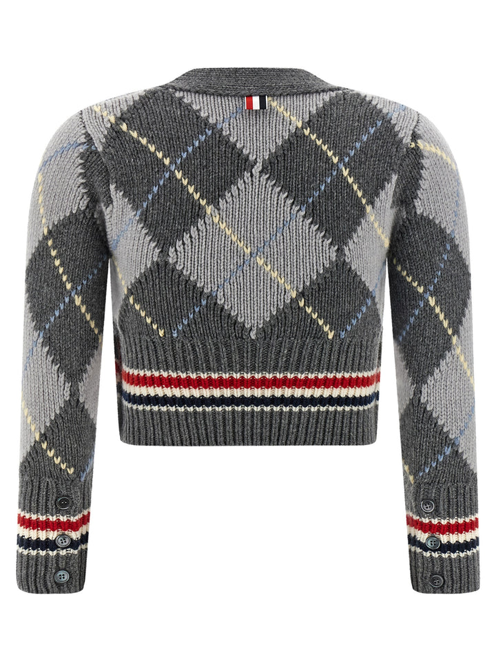 Thom Browne Cardigan Argyle Maglioni - Grigio | 17be26958ad674d81ce005de8264765b7c76edec