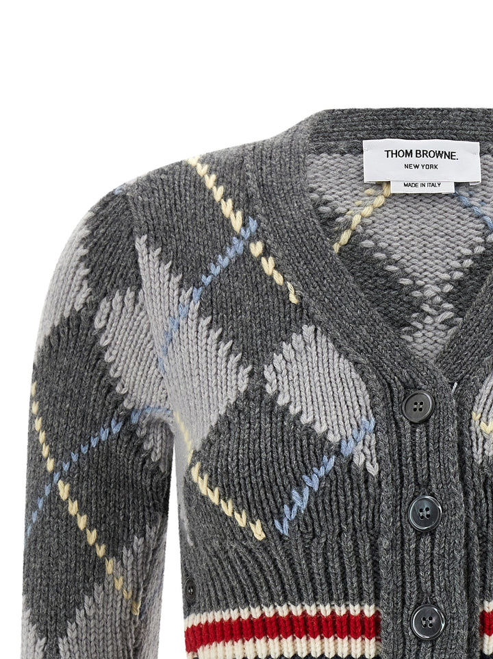 Thom Browne Cardigan Argyle Maglioni - Grigio | 0e366c7688830a861a794685b13fa26c6ac58d20