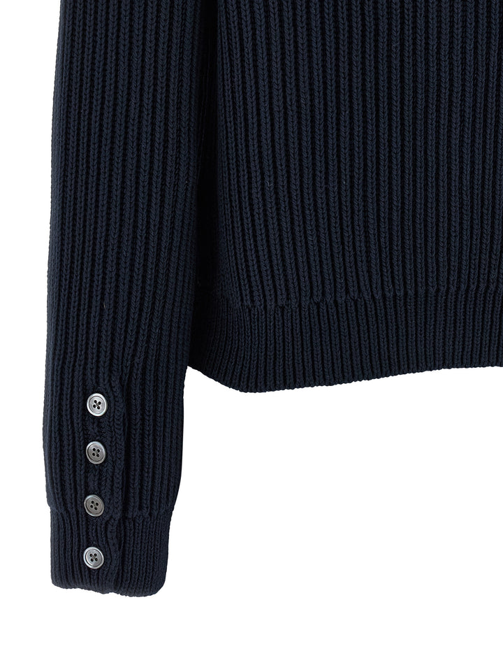 Thom Browne Cropped Cardigan Maglioni - Blu | 83ae35aadba5f2ddc7c45298141197864cb4effb