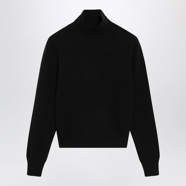 Black Turtleneck Jumper In Cashmere And Wool