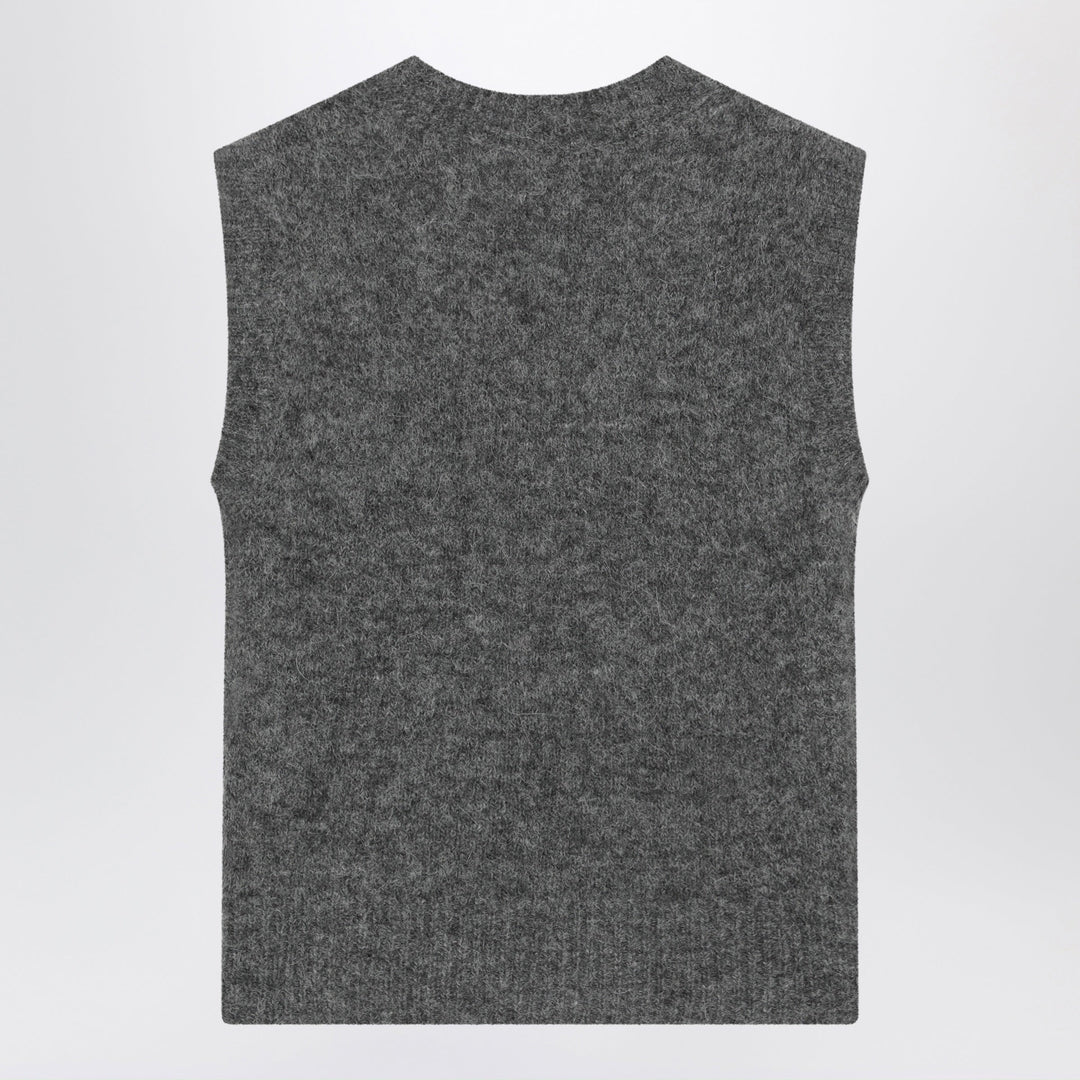 Ami Paris Chaleco Gris Jaspeado en Mezcla de Alpaca y Lana