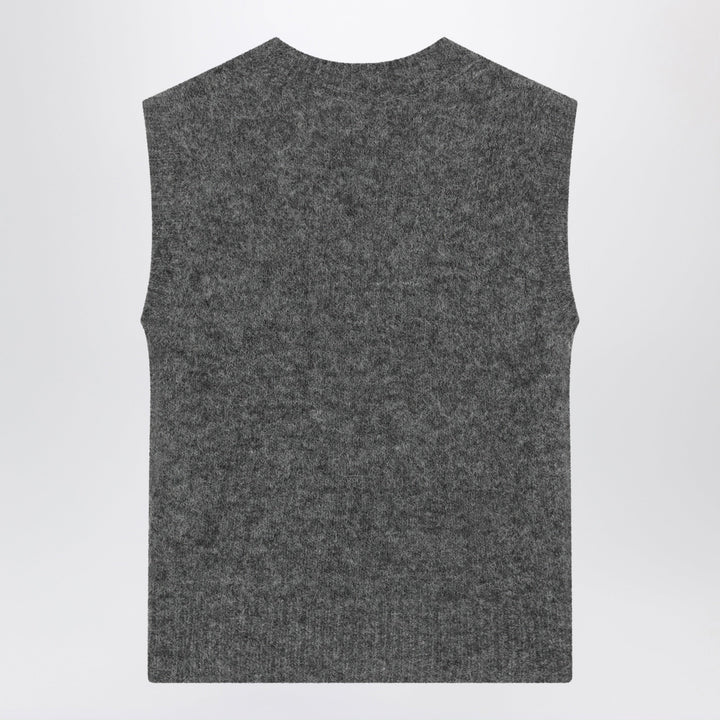 Ami Paris Chaleco Gris Jaspeado en Mezcla de Alpaca y Lana