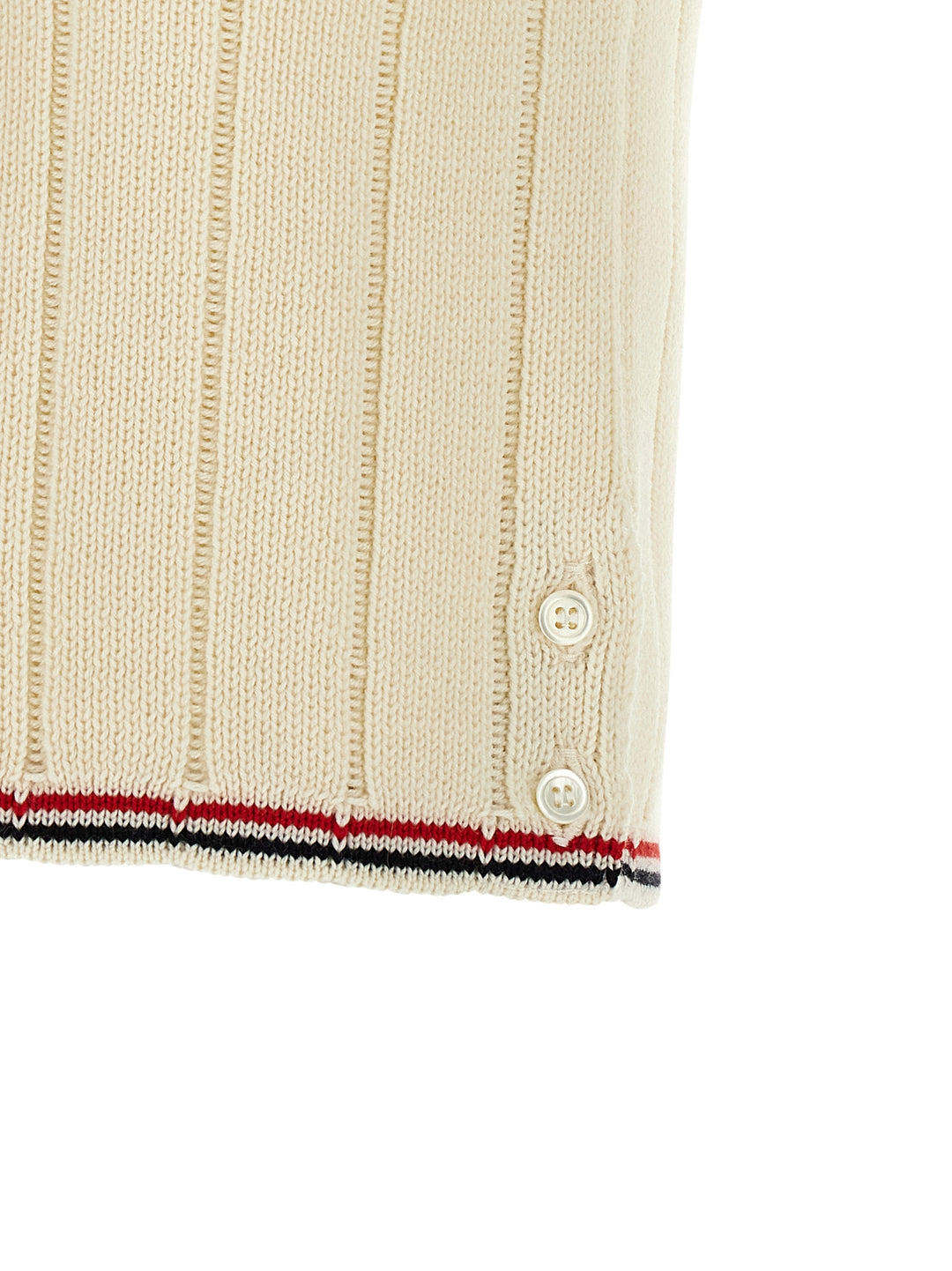 Thom Browne Rwb Intarsia Vest Gilet - Bianco | 94ee66e87f339ad031745362549f5c5a65e830d4