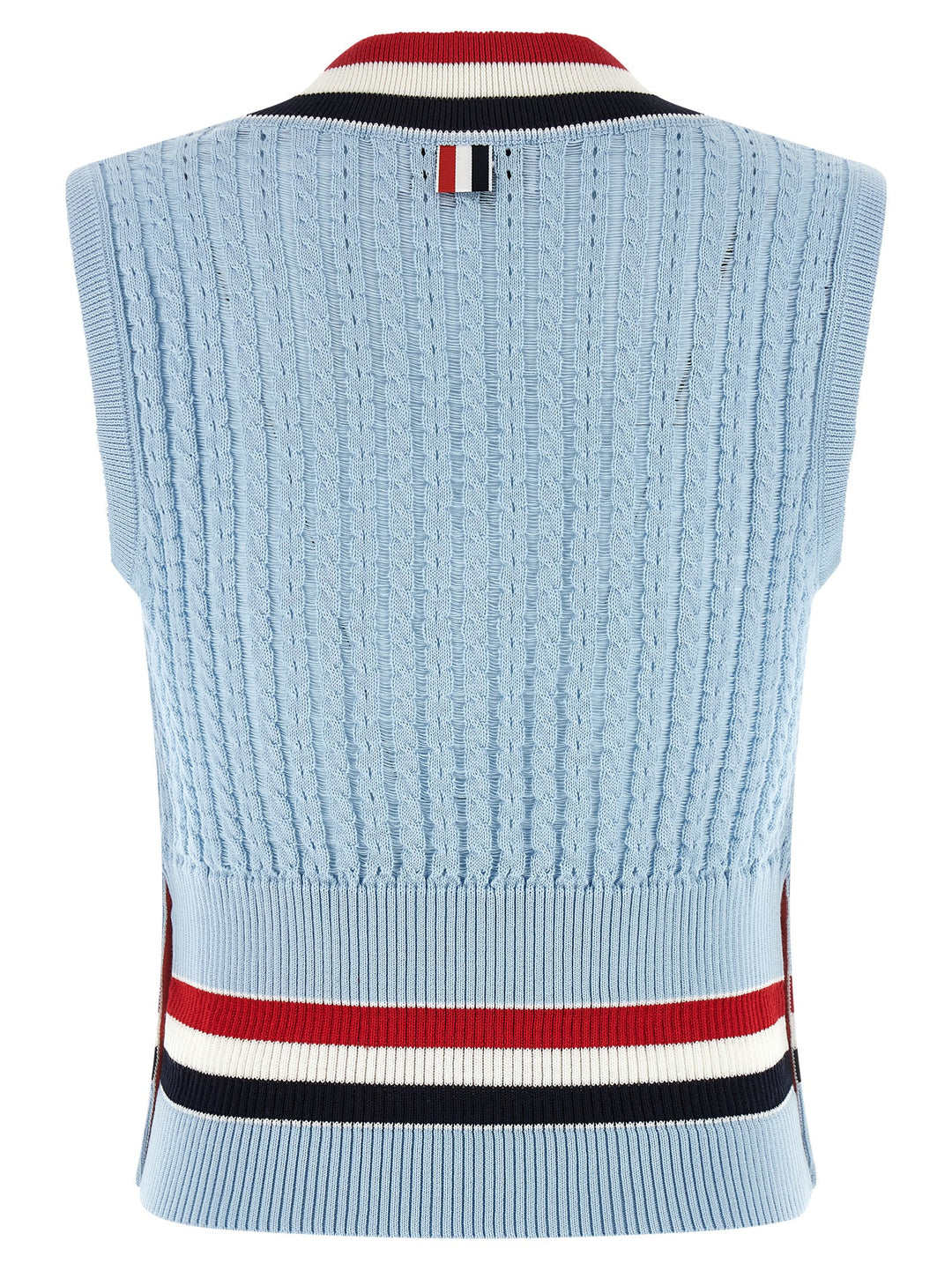 Thom Browne Rwb Gilet - Celeste | ce78d371522f65b7561881e44b4d9573bf82a521