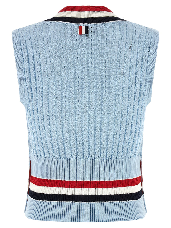 Thom Browne Rwb Gilet - Celeste | ce78d371522f65b7561881e44b4d9573bf82a521