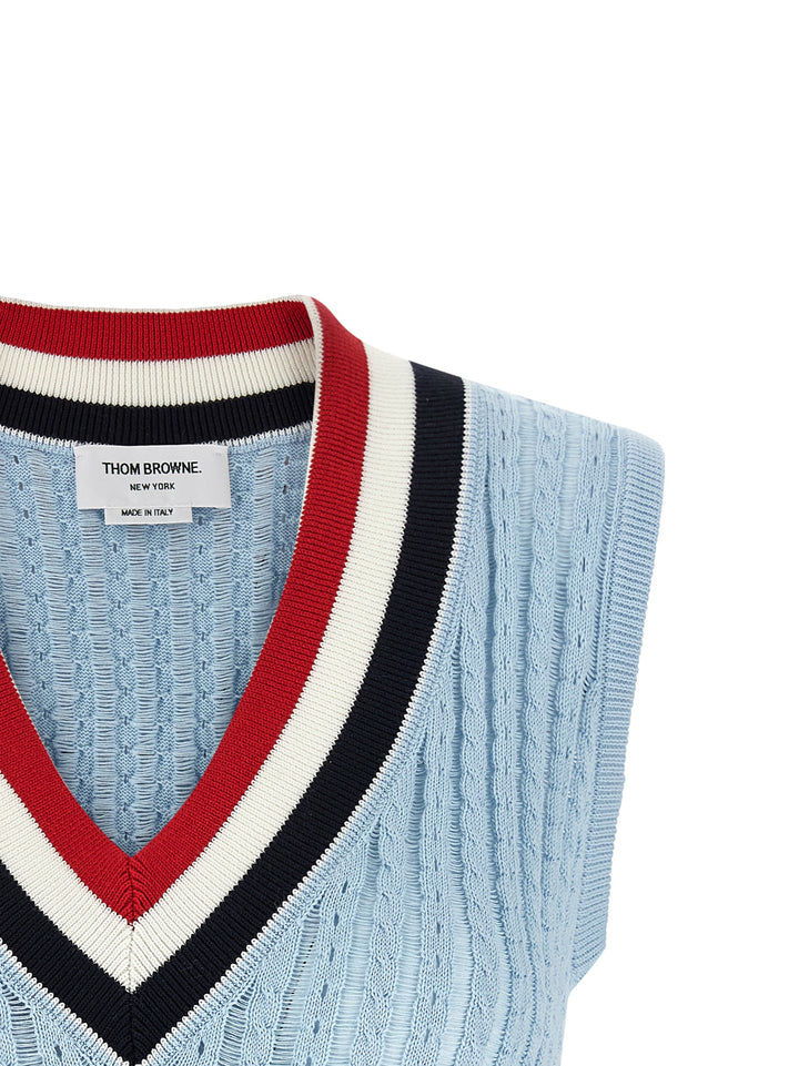 Thom Browne Rwb Gilet - Celeste | d9e5f4f931e9a15a103bfa64b57be14ba7b5943c
