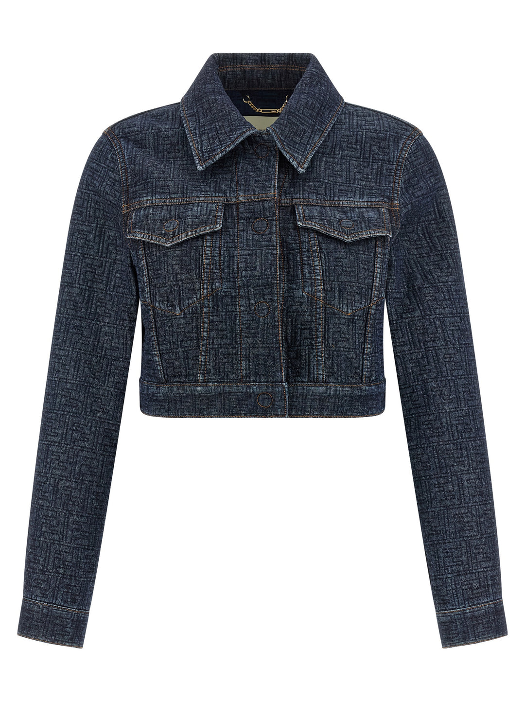 Fendi Ff Denim Bolero Jacket Puffer Jackets - Blu | 80d69e3f4d5fe3478f4f70f6d41cdb5d9aecc711