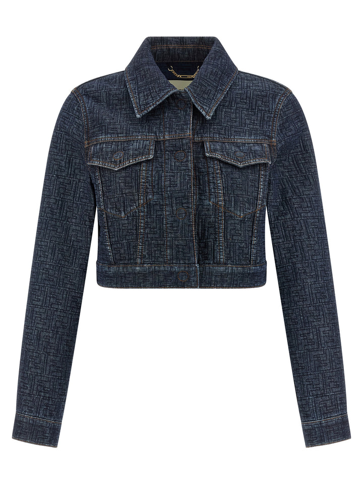 Fendi Ff Denim Bolero Jacket Puffer Jackets - Blu | 80d69e3f4d5fe3478f4f70f6d41cdb5d9aecc711