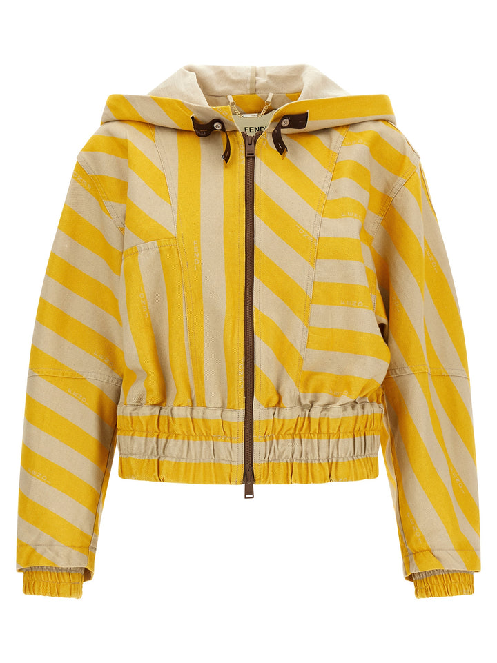 Fendi Pequin Striped Jacket Puffer Jackets - Giallo | ea423f495d6f26d00649b53d0f0d102caeb5fbe6