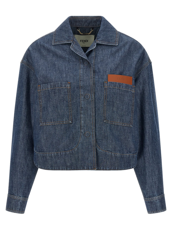 Chambray Denim Jacket Puffer Jackets Blu