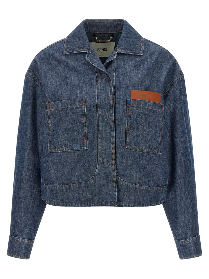 Fendi Chambray Denim Jacket Puffer Jackets - Blu | 9842d49a89a9b010f224a6ed9052caa95541def2