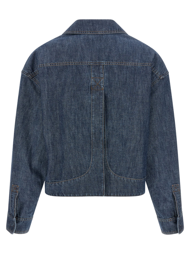 Fendi Chambray Denim Jacket Puffer Jackets - Blu | 2267a5dd58c765b3caa8a5971cd0c755c2f8a17a