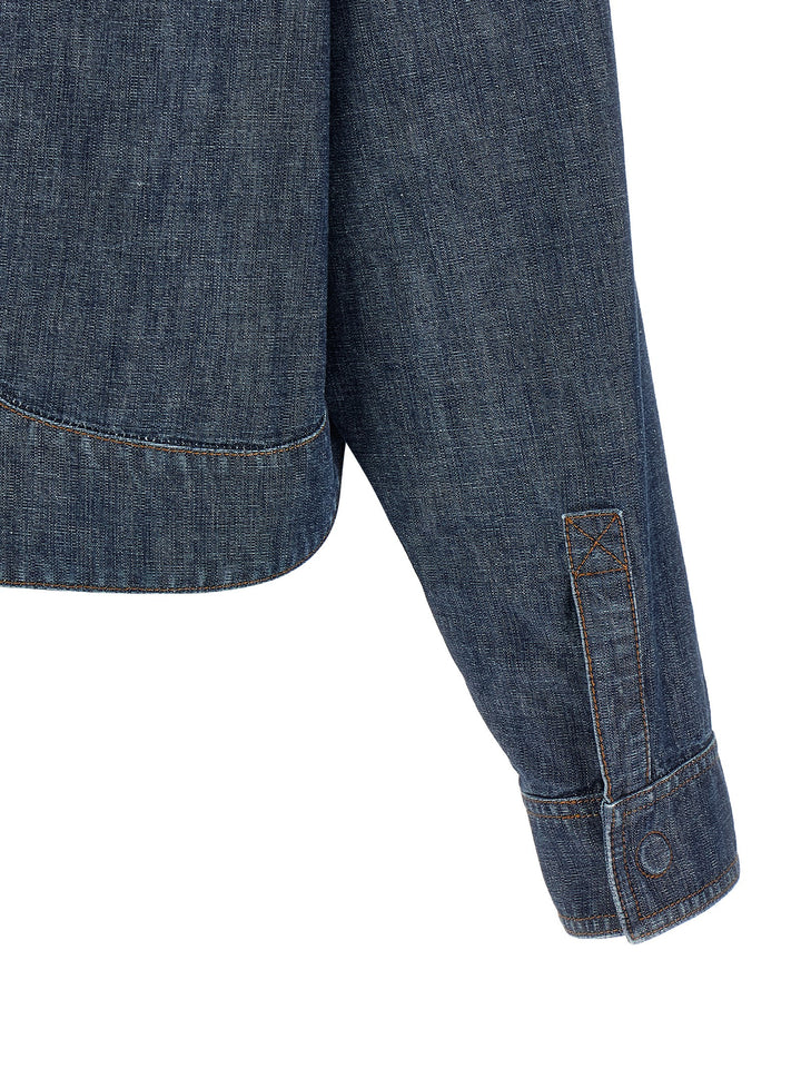 Fendi Chambray Denim Jacket Puffer Jackets - Blu | d4a1979b1f835610ed27b24e2bc32f4ccfd4aa19