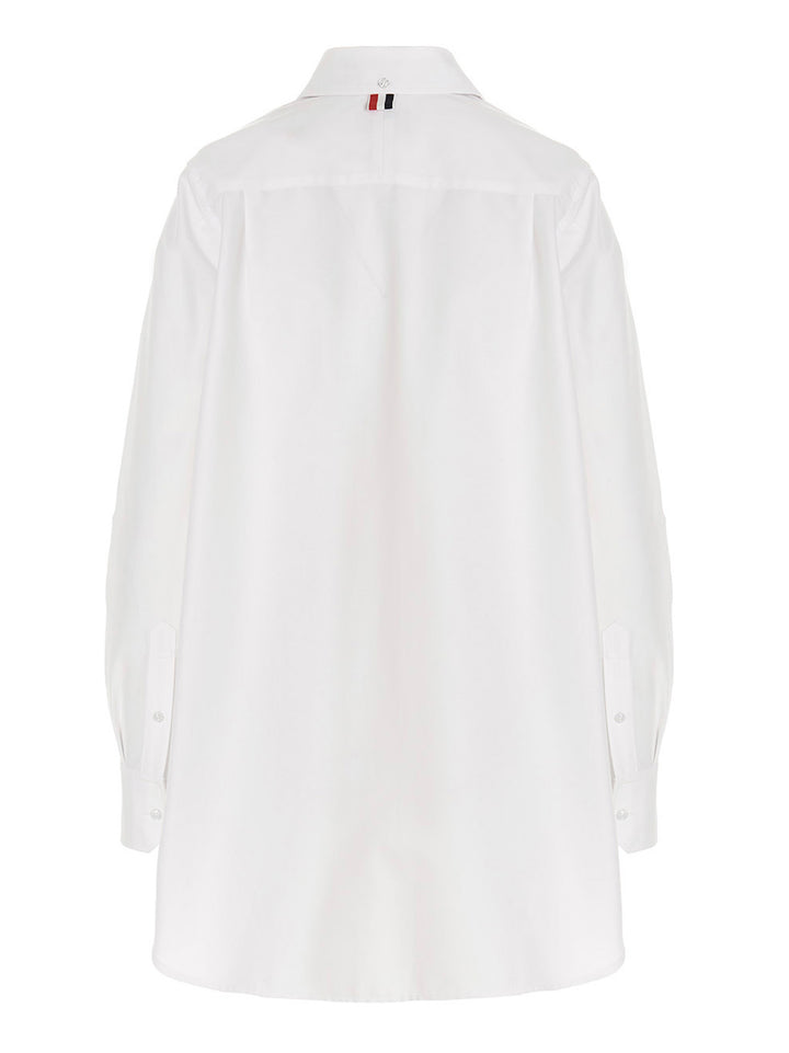 Thom Browne Logo Pussy Bow Blouse Camicie - Bianco | 25ec79dae1c4583a11e33ebb540bfd4ef5e6d1e8