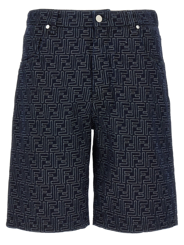 Fendi Bermuda Jeans Jacquard Ff Bermuda e Short - Blu | d272e8e8bfd33066a5dd3047094b97740aac293b
