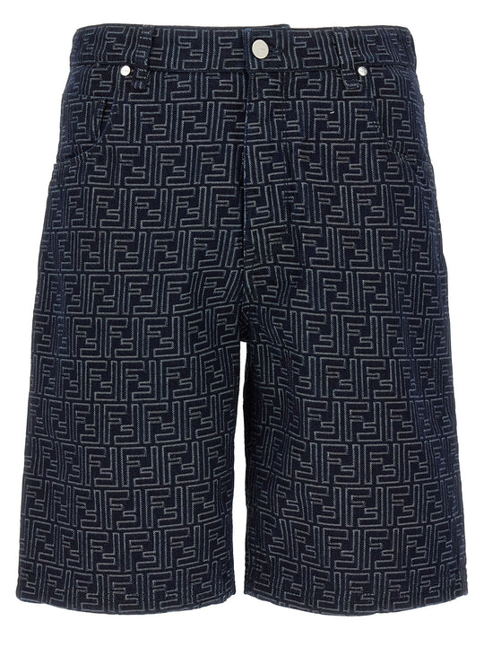 Bermuda Jeans Jacquard Ff Bermuda E Short Blu